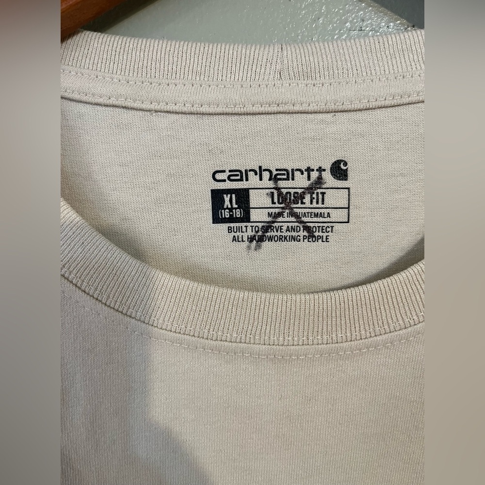 Carhartt Womens Cotton Lose Fit Short Sleeve Tee Cream Pocket T-Shirt Xl New - Picture 5 of 7